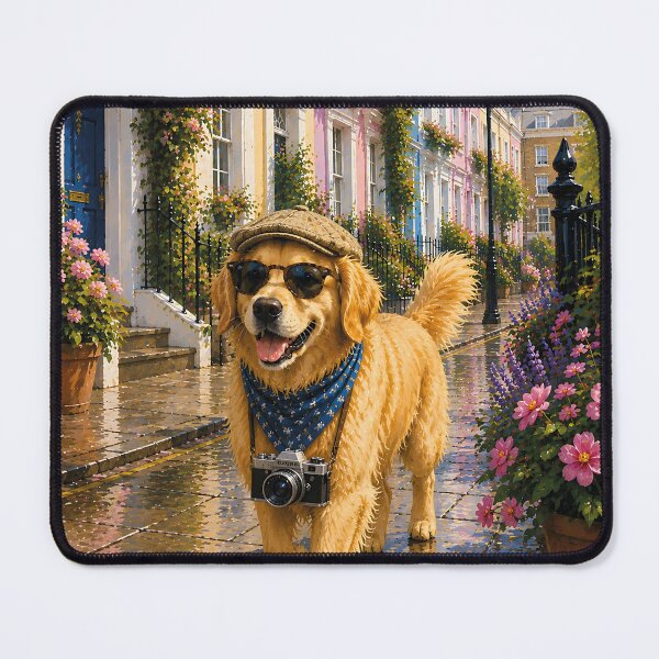 Item preview, Golden Retriever visiting Notting Hill designed and sold by Nomad-Paws.