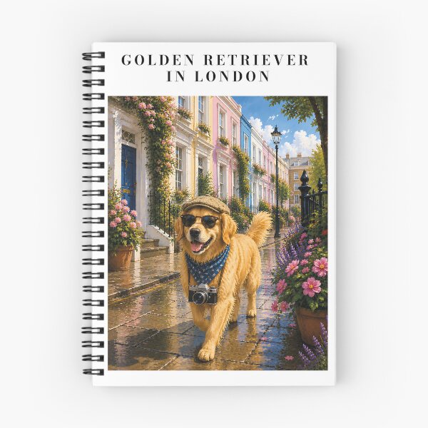 Item preview, Golden Retriever visiting Notting Hill designed and sold by Nomad-Paws.