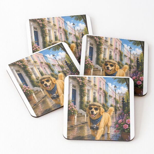 Item preview, Golden Retriever visiting Notting Hill designed and sold by Nomad-Paws.