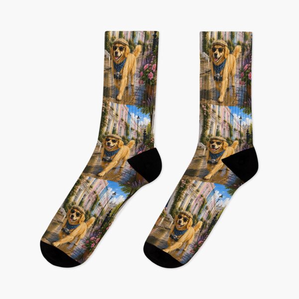 Item preview, Golden Retriever visiting Notting Hill designed and sold by Nomad-Paws.