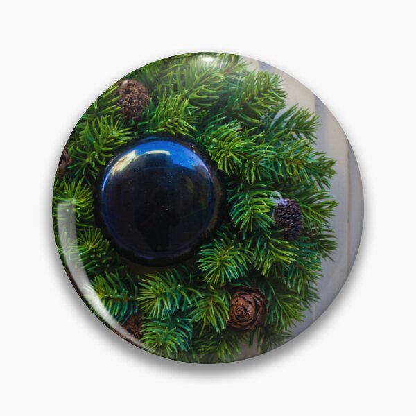 Item preview, Christmas Wreath With Pine cones Around Black Door Knob On Painted Front Door, Festive Holiday Decor designed and sold by Nmallia.