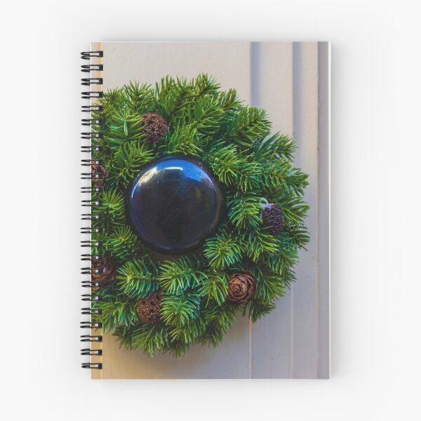 Item preview, Christmas Wreath With Pine cones Around Black Door Knob On Painted Front Door, Festive Holiday Decor designed and sold by Nmallia.