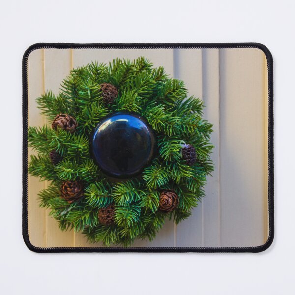 Item preview, Christmas Wreath With Pine cones Around Black Door Knob On Painted Front Door, Festive Holiday Decor designed and sold by Nmallia.