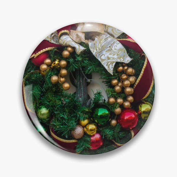 Item preview, Christmas Wreath With Pine cones Around Black Door Knob On Painted Front Door, Festive Holiday Decor designed and sold by Nmallia.