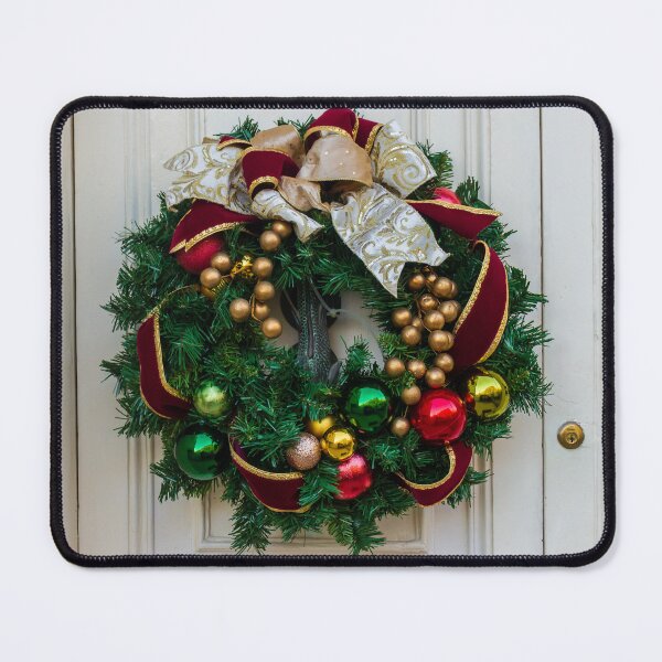 Item preview, Christmas Wreath With Pine cones Around Black Door Knob On Painted Front Door, Festive Holiday Decor designed and sold by Nmallia.