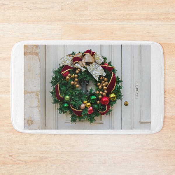 Item preview, Christmas Wreath With Pine cones Around Black Door Knob On Painted Front Door, Festive Holiday Decor designed and sold by Nmallia.