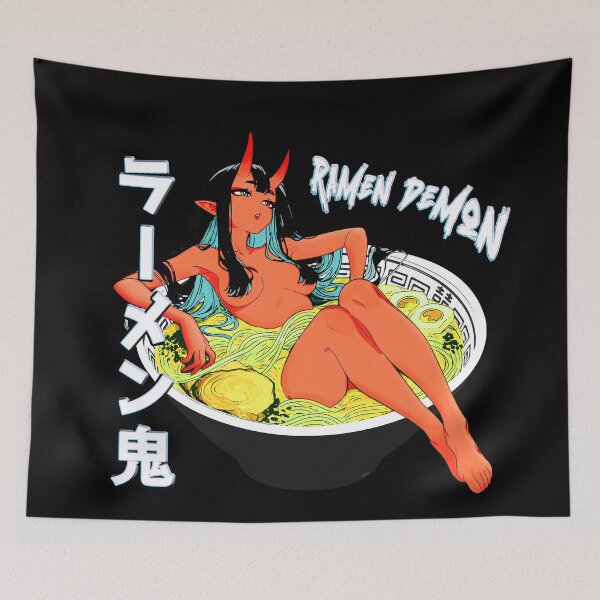 Item preview, Kawaii Demon Girl in Ramen Bowl Aesthetic Edit designed and sold by MikaseSan.