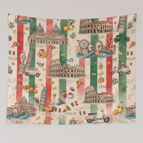 Item preview, Vintage Italian Heritage Renaissance Damask Landmarks Pattern designed and sold by ART ATTACK ZONE.