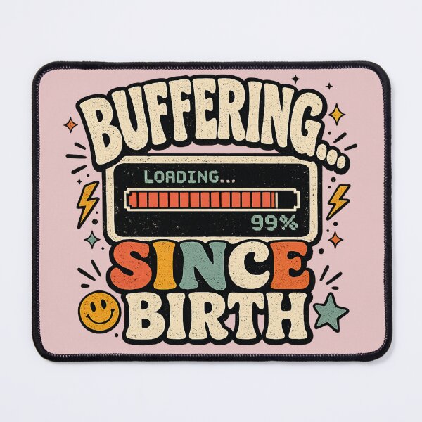Item preview, Buffering Since Birth Retro Funny Meme Sticker | Vintage Loading Bar Graphic designed and sold by StickyDelights.