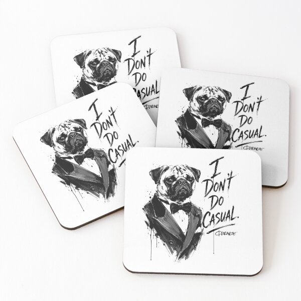 Item preview, I Dont Do Casual Pug Tuxedo Ink Sketch designed and sold by ferquirarte.