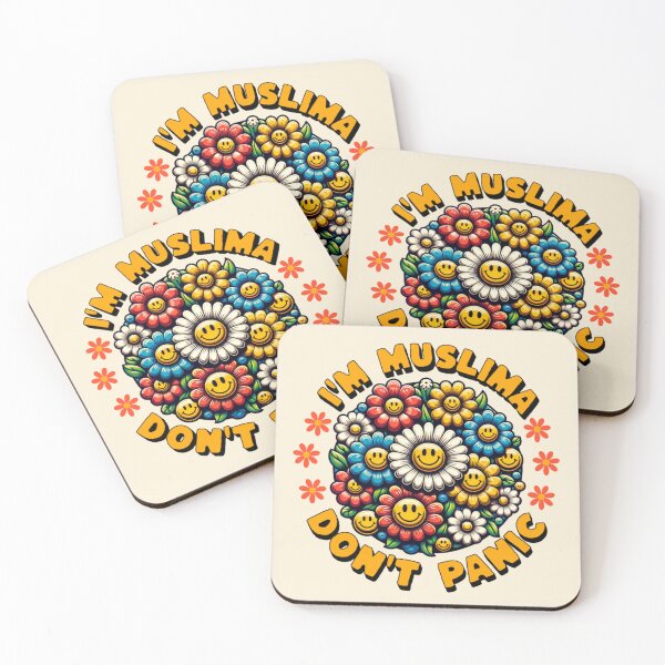 Item preview, I'm Muslima, Don't Panic – Retro Flower Power Smiley Design (Fun & Humor) designed and sold by D-Islamic.