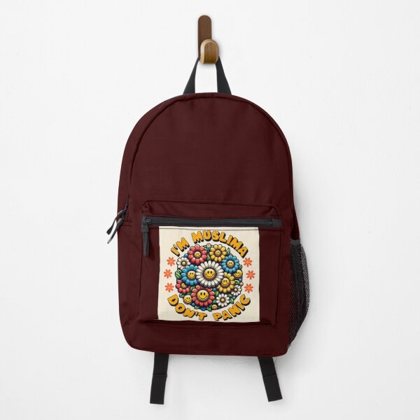 Item preview, I'm Muslima, Don't Panic – Retro Flower Power Smiley Design (Fun & Humor) designed and sold by D-Islamic.