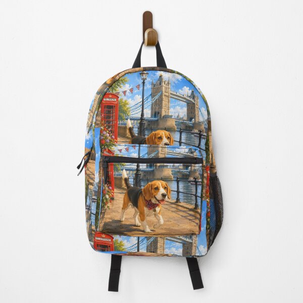 Item preview, Beagle strolling near Tower Bridge designed and sold by Nomad-Paws.
