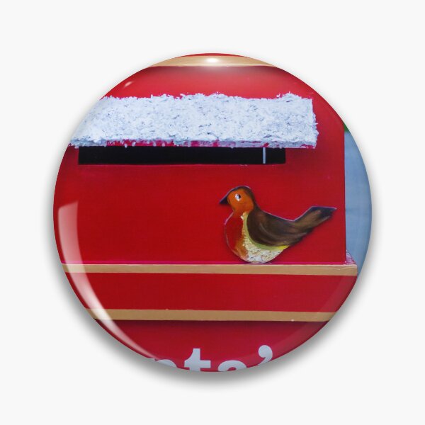 Item preview, Festive Red Santa Mailbox With Snowy Roof and Decorative Robin designed and sold by Nmallia.