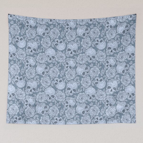 Item preview, Skull and flowers pattern II designed and sold by Studio Vickn.
