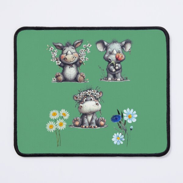 Item preview, Hippo and rhino with flowers designed and sold by Palmtree94.
