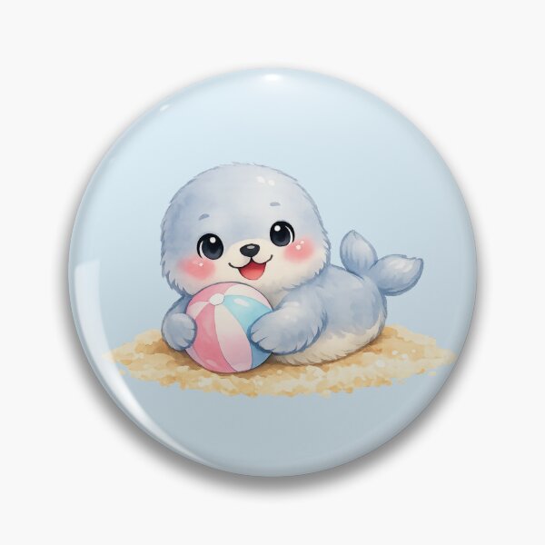 Item preview, Kawaii Baby Seal with Beach Ball designed and sold by DariaCraft.