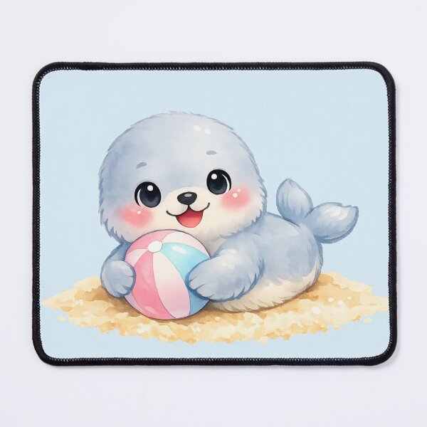 Item preview, Kawaii Baby Seal with Beach Ball designed and sold by DariaCraft.