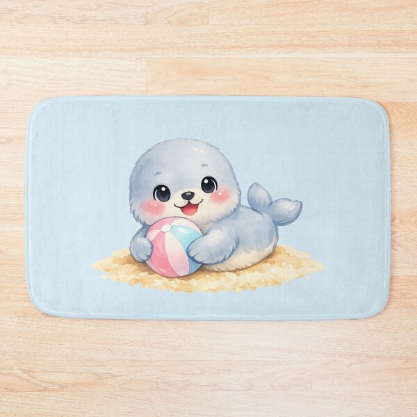 Item preview, Kawaii Baby Seal with Beach Ball designed and sold by DariaCraft.