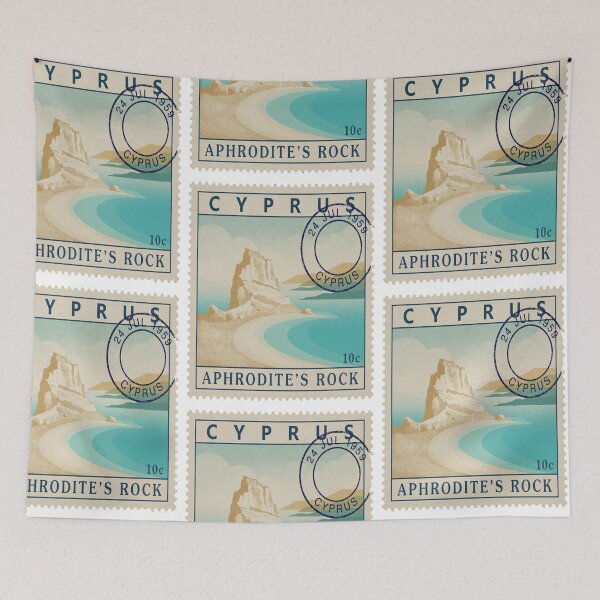Item preview, Cyprus Aphrodite’s Rock Limestone Coast Stamp Sticker designed and sold by stickercuffs.