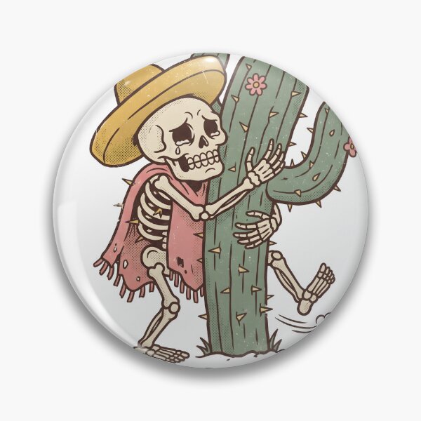 Item preview, Skeleton in Sombrero and Poncho Hugging Spiky Cactus with Pained Expression designed and sold by MisteryDesigner.