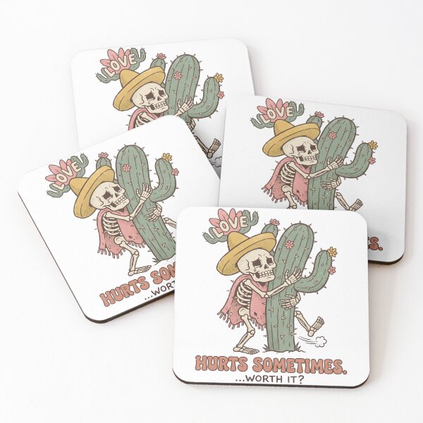 Item preview, Skeleton in Sombrero and Poncho Hugging Spiky Cactus with Pained Expression designed and sold by MisteryDesigner.