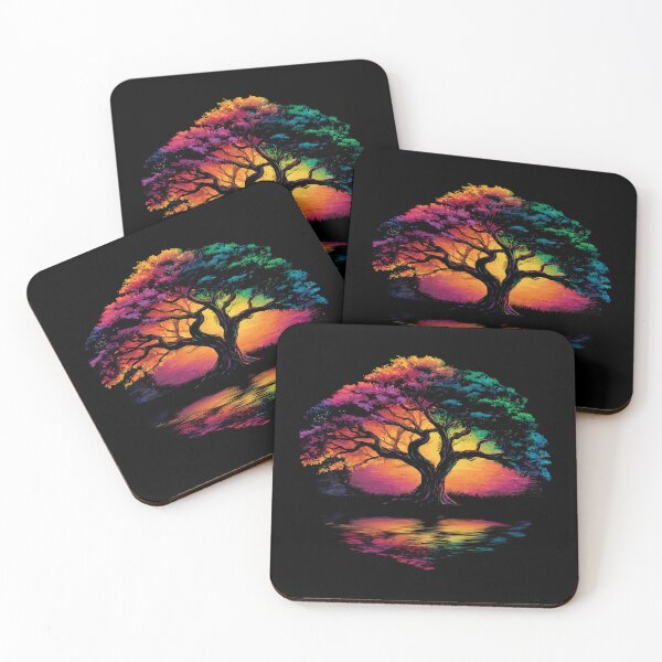 Artikelvorschau, Zen-Regenbogen-Sonnenuntergang, Baumspiegelung, Silhouette entworfen und verkauft von Boddicca.