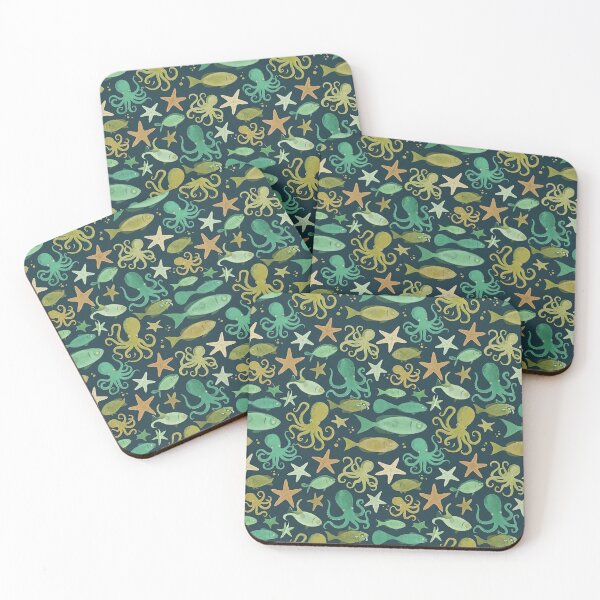 Item preview, Octopus and Starfish Seamless Pattern Ocean Marine Life Graphic designed and sold by KiwiRider.