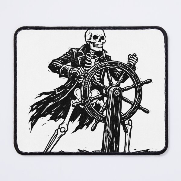 Item preview, Skeleton Pirate Captain Steering Ship Wheel in Tattered Coat designed and sold by MisteryDesigner.