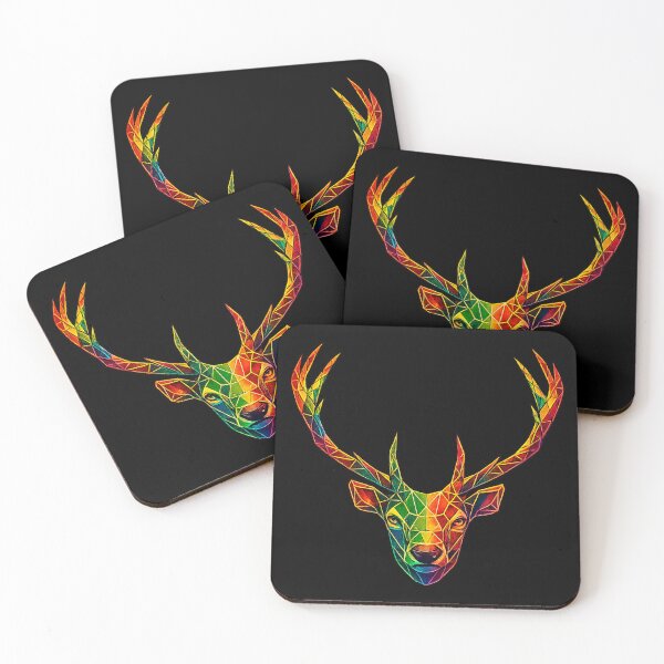 Item preview, Colorful Geometric Deer Head | Low Poly Stag Portrait | Rainbow Polygon Wildlife Art | Modern Abstract Antlers | Vibrant Forest Animal Illustration designed and sold by Geometric Art..