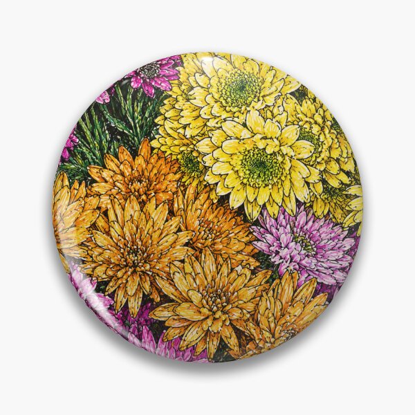 Item preview, Dense Bouquet With Coloured Chrysanthemums designed and sold by Everleaf Studio.