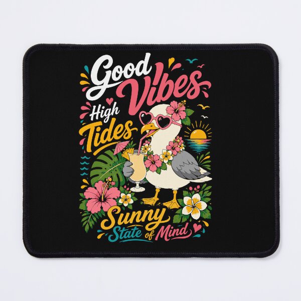 Item preview, Good Vibes High Tides Sunny State of Mind Cute Tropical Seagull Beach Summer Retro Design designed and sold by BDLuck2021.
