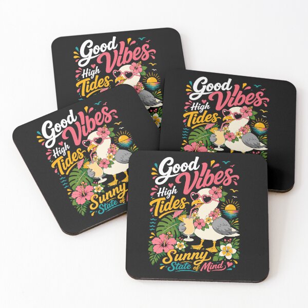 Item preview, Good Vibes High Tides Sunny State of Mind  Cute Tropical Seagull Beach Summer Retro Design designed and sold by BDLuck2021.