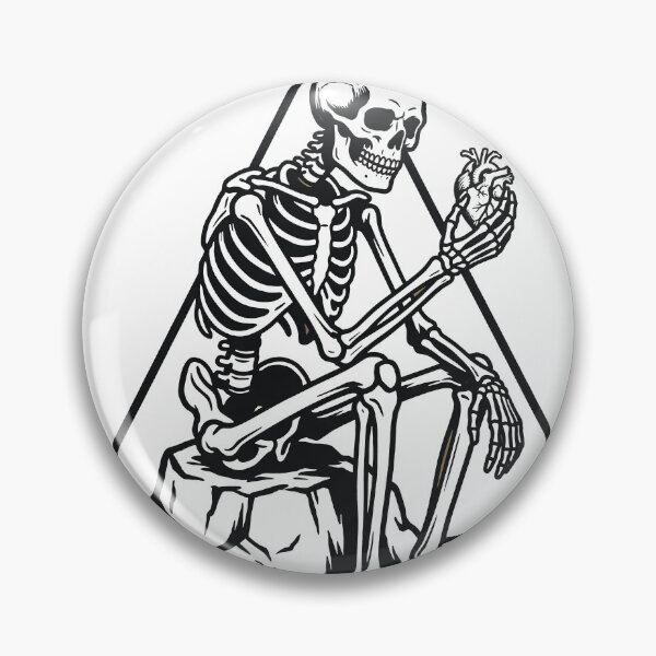 Item preview, Skeleton Sitting on Rock Holding Anatomical Heart in Triangle Frame designed and sold by MisteryDesigner.