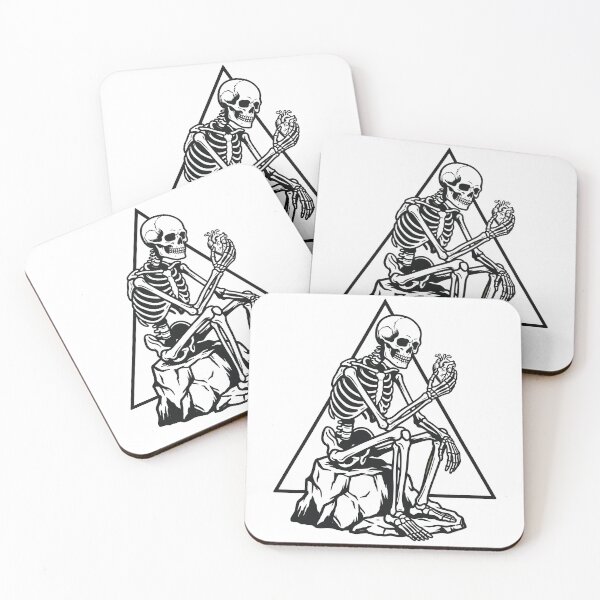 Item preview, Skeleton Sitting on Rock Holding Anatomical Heart in Triangle Frame designed and sold by MisteryDesigner.