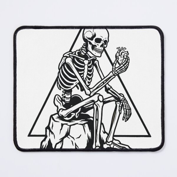 Item preview, Skeleton Sitting on Rock Holding Anatomical Heart in Triangle Frame designed and sold by MisteryDesigner.