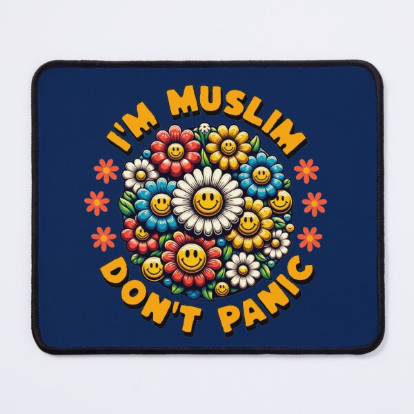 Item preview, I'm Muslim, Don't Panic (no Bg) – Retro Flower Power Smiley Design (Fun & Humor) designed and sold by D-Islamic.