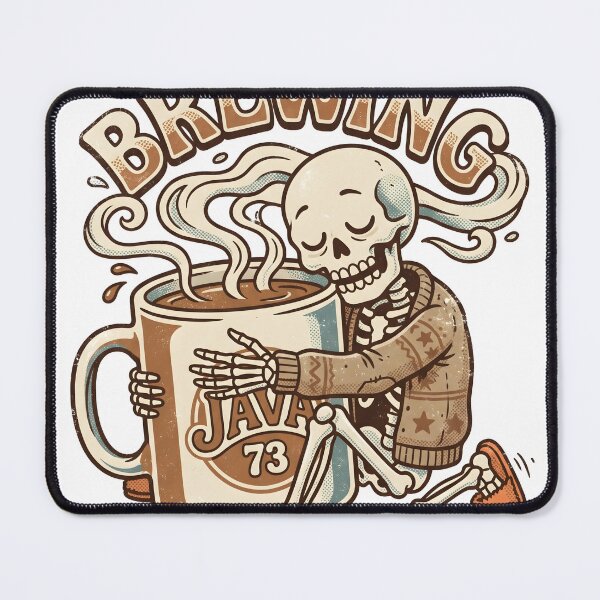 Item preview, Skeleton in Cardigan and Fuzzy Slippers Hugging Giant Steaming Coffee Mug designed and sold by MisteryDesigner.