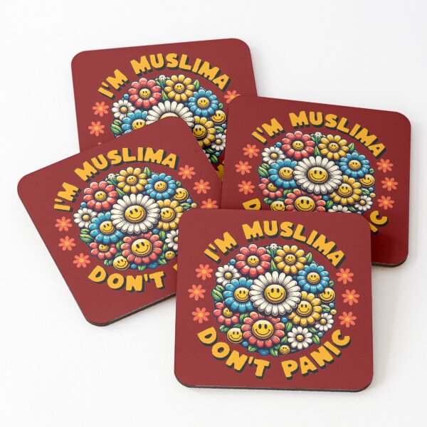Item preview, I'm Muslima, Don't Panic (no Bg) – Retro Flower Power Smiley Design (Fun & Humor) designed and sold by D-Islamic.