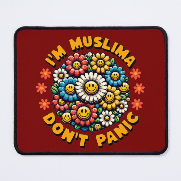Item preview, I'm Muslima, Don't Panic (no Bg) – Retro Flower Power Smiley Design (Fun & Humor) designed and sold by D-Islamic.