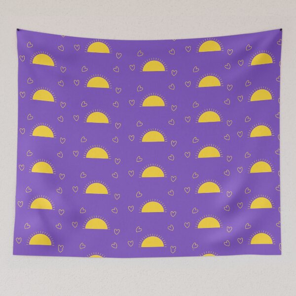 Item preview, Sunrise and Heart Seamless Pattern on Purple Background designed and sold by foudart.