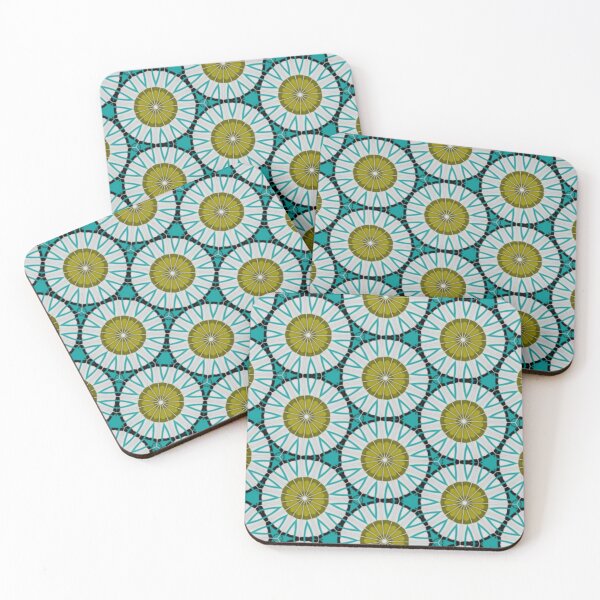 Item preview, Olive Teal Starburst Pattern designed and sold by Shy Fractal Designs.