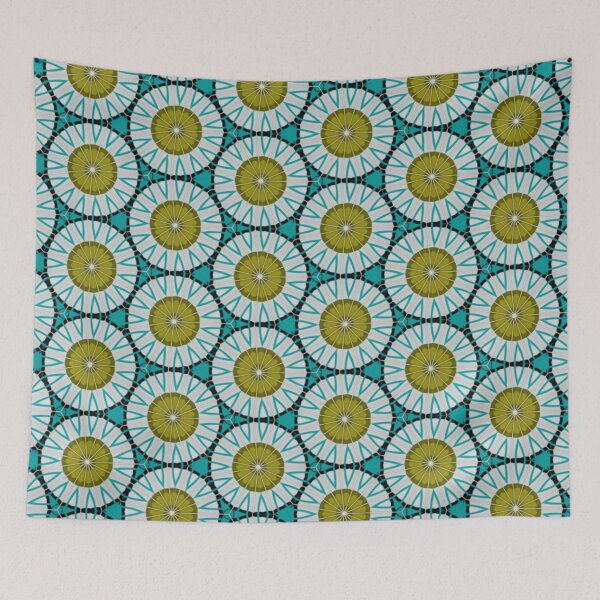 Item preview, Olive Teal Starburst Pattern designed and sold by Shy Fractal Designs.