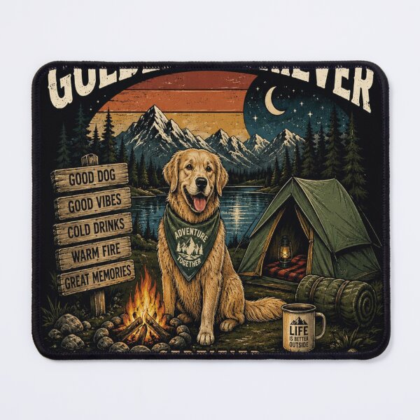 Item preview, Camping Buddy Golden Retriever Certified Good Boy Vintage Camping Shirt designed and sold by AtllasDesigns.