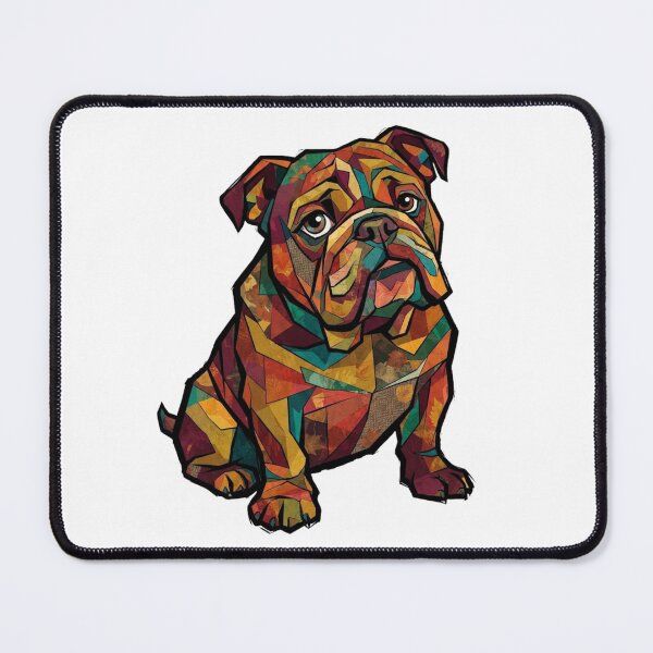Item preview, Geometric Mosaic English Bulldog Illustration with Autumn Leaf Texture designed and sold by VibranPalette.