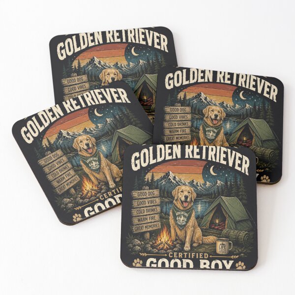 Item preview, Camping Buddy Golden Retriever Certified Good Boy Vintage Camping Shirt designed and sold by AtllasDesigns.