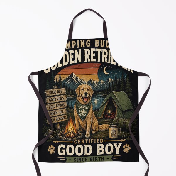 Item preview, Camping Buddy Golden Retriever Certified Good Boy Vintage Camping Shirt designed and sold by AtllasDesigns.