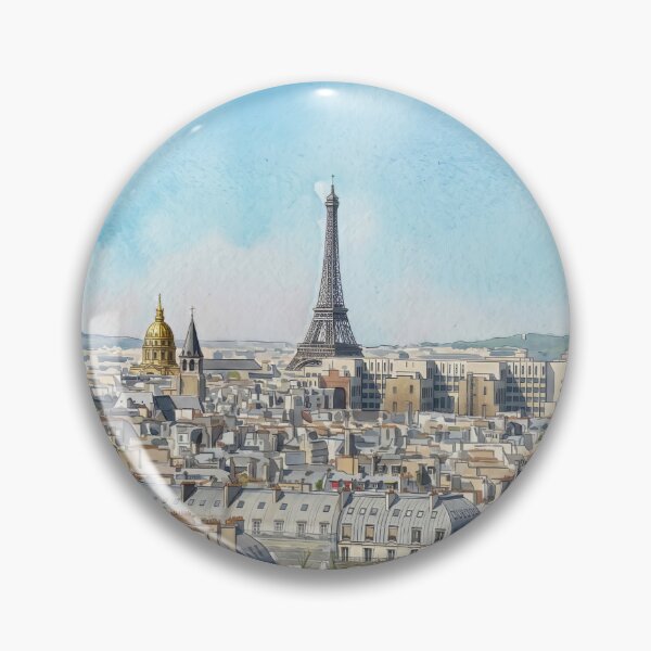Item preview, Paris Rooftops Panorama — Eiffel Tower & Les Invalides Golden Dome Watercolor designed and sold by M.ALK.Watercolor.