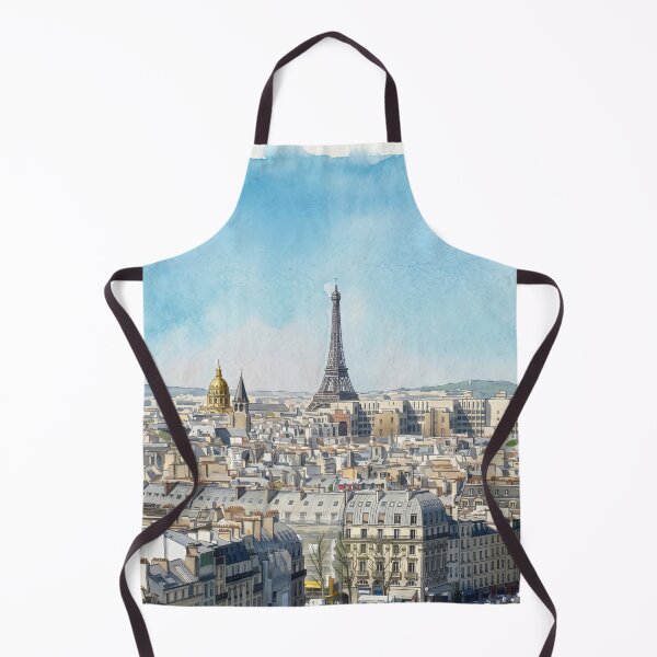 Item preview, Paris Rooftops Panorama — Eiffel Tower & Les Invalides Golden Dome Watercolor designed and sold by M.ALK.Watercolor.