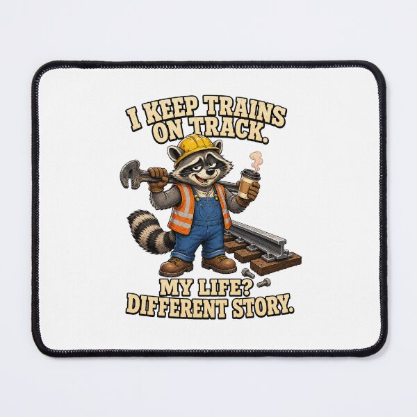 Item preview, Funny Raccoon Railroad Worker With Coffee and Wrench designed and sold by Kolibra.